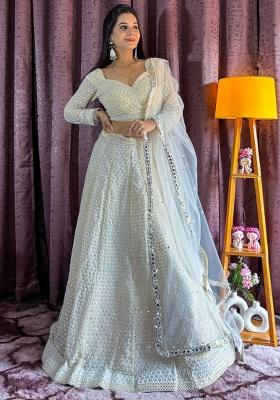 Multi Color Sequins Embroidery Work Georgette Lehenga Set