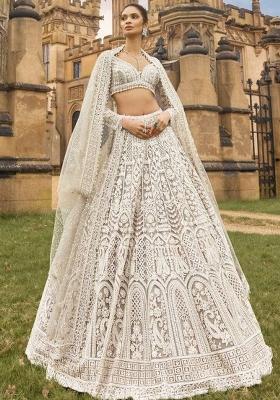 Multi Color Sequins Embroidery Work Net Lehenga Set