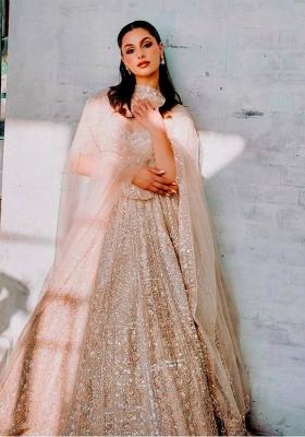 Multi Color Sequins Embroidery Work Silk Lehenga Set