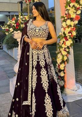 Multi Color Sequins Embroidery Work Silk Lehenga Set