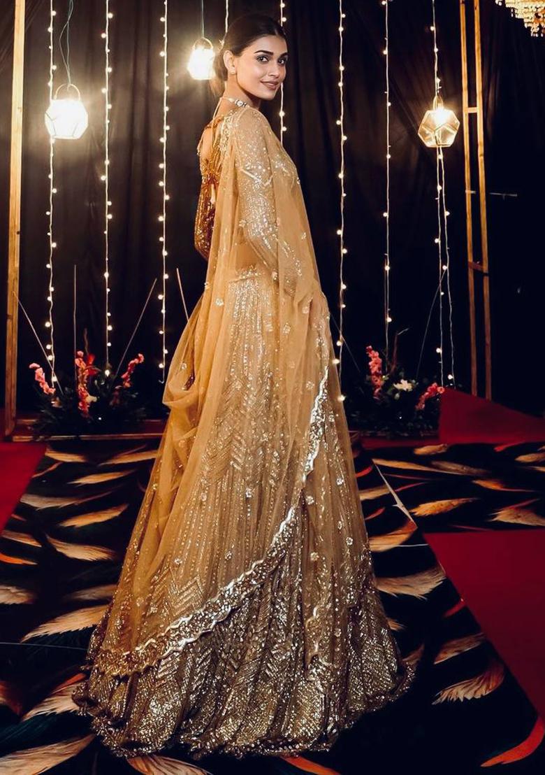 Multi Color Sequins Embroidery Work Georgette Lehenga Set - Indya