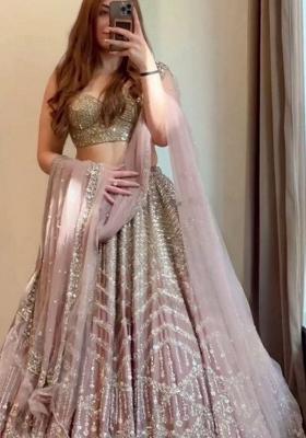 Multi Color Sequins Embroidery Work Silk Lehenga Set