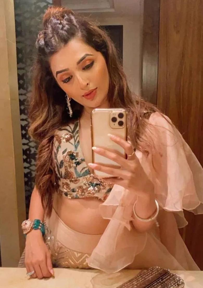 Multi Color Sequins Embroidery Work Silk Lehenga Set - Indya