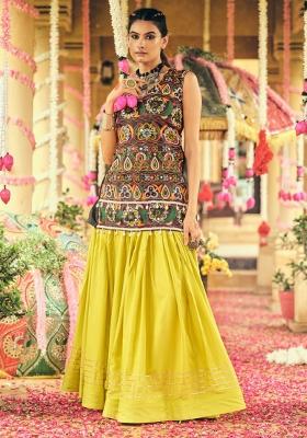 Green Embroidered Rayon Lehenga Choli