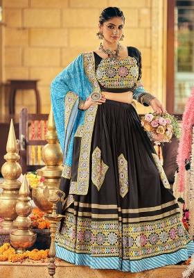 Black Embroidered Rayon Lehenga Choli