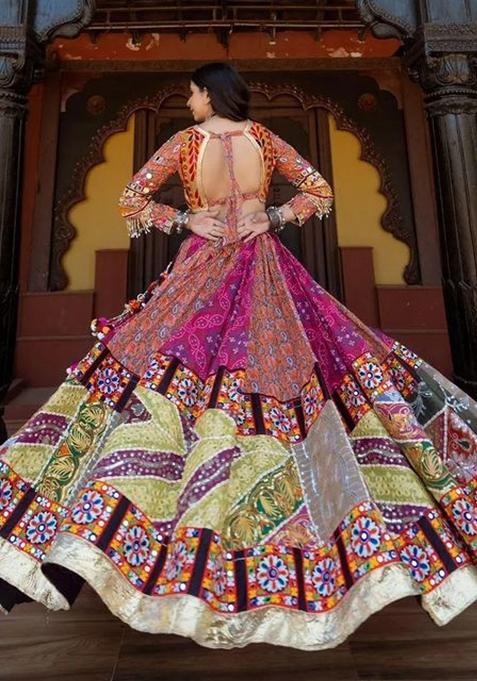 Multi Color Printed Silk Lehenga Choli