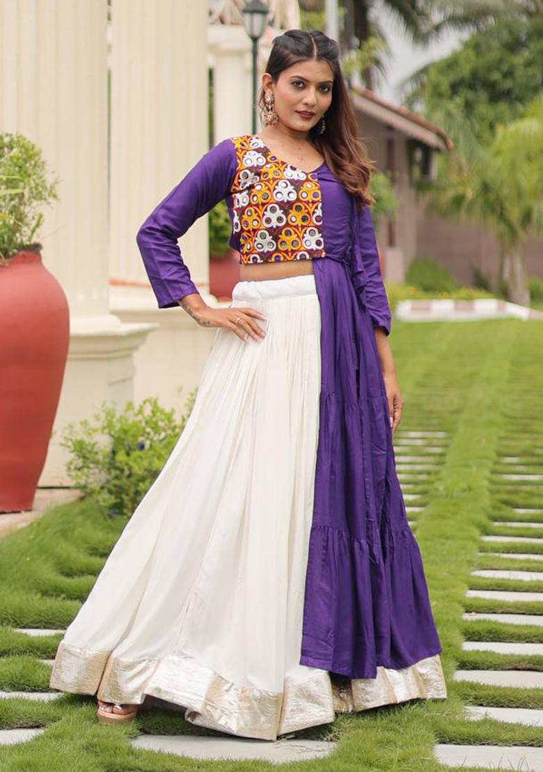 White Embroidered Cotton Lehenga Choli