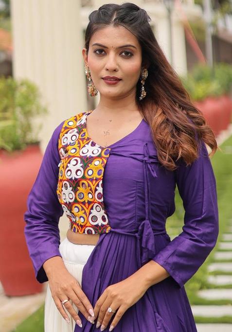 White Embroidered Cotton Lehenga Choli