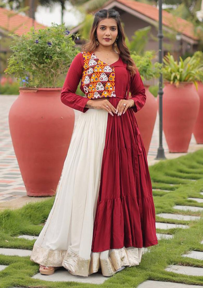 White Embroidered Cotton Lehenga Choli