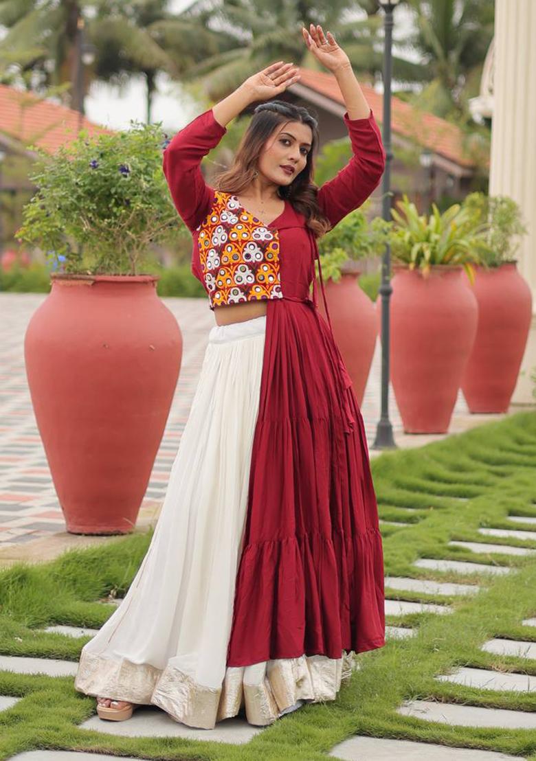 White Embroidered Cotton Lehenga Choli