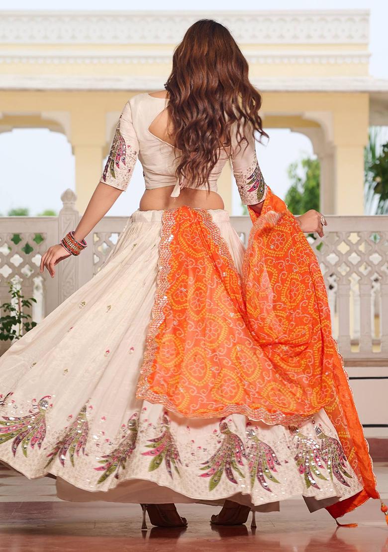 White Embroidered Silk Lehenga Choli With Dupatta