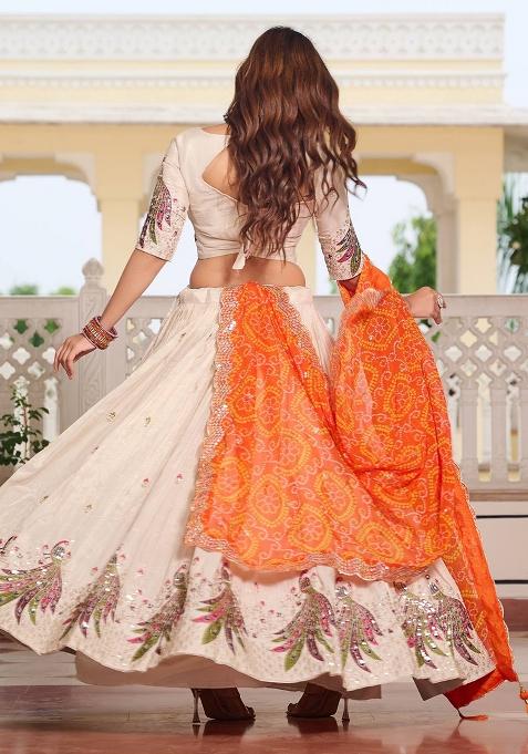 White Embroidered Silk Lehenga Choli With Dupatta