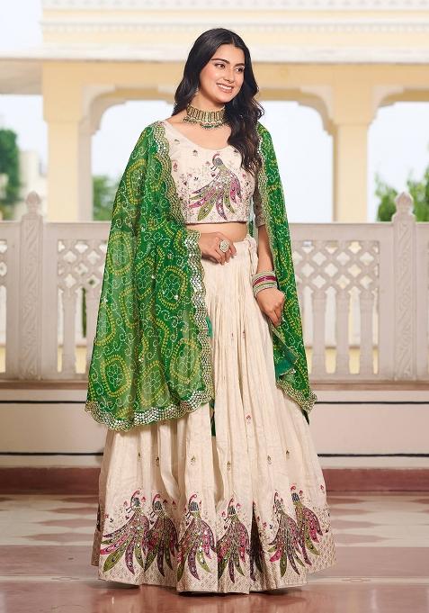 White Embroidered Silk Lehenga Choli With Dupatta