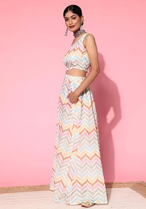 Multi Color Digital Printed Silk Lehenga Set