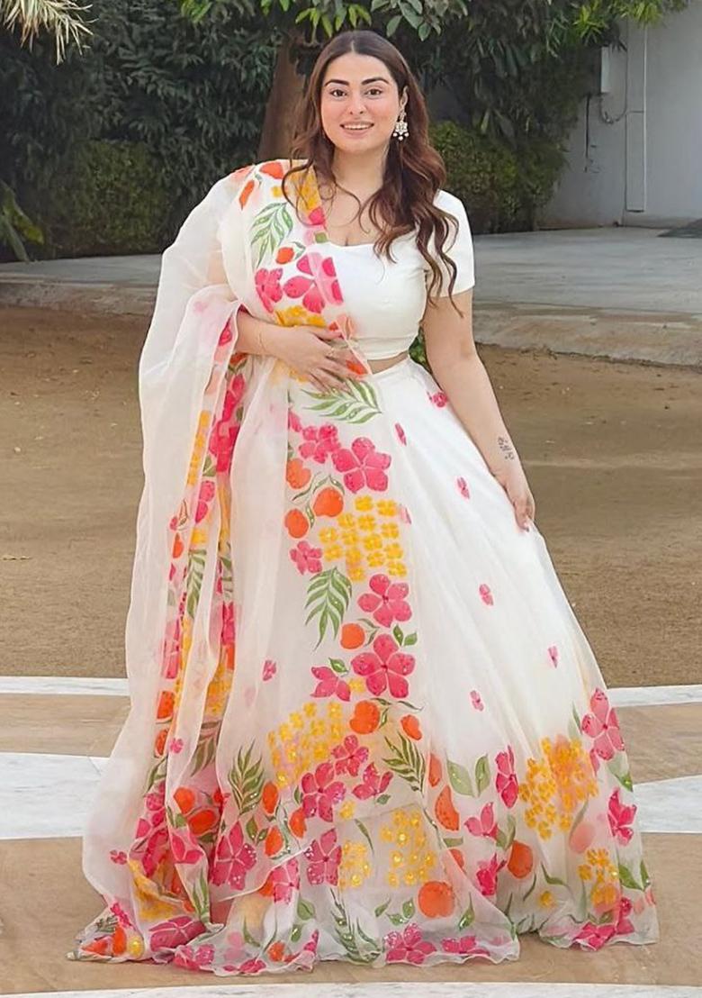 Multi Color Printed Silk Lehenga Set With Dupatta