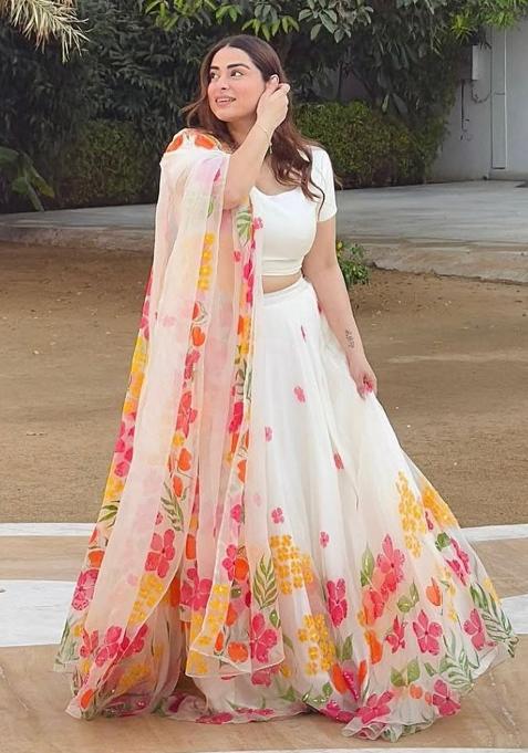 Multi Color Printed Silk Lehenga Set With Dupatta