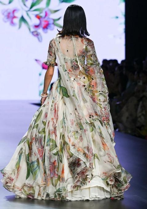 Multi Color Printed Silk Lehenga Set With Dupatta