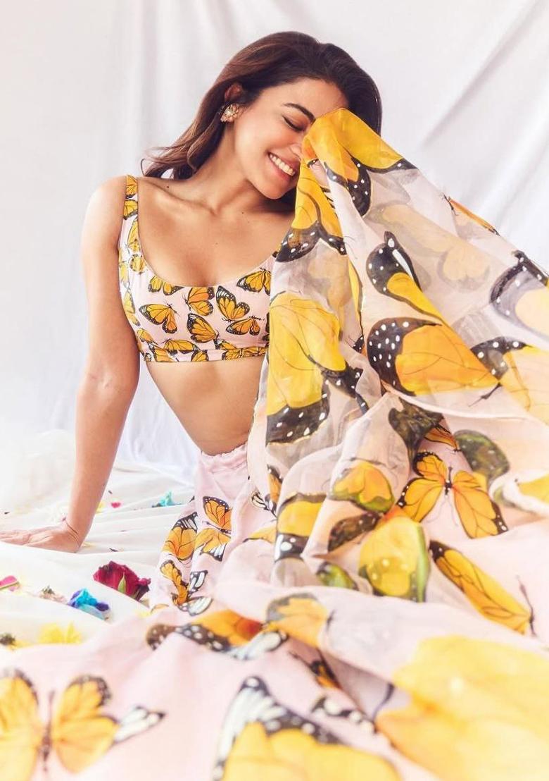 Multi Color Printed Silk Lehenga Set With Dupatta