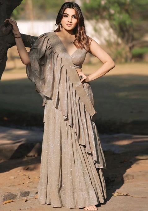 Multi Color Embroidered Silk Lehenga Set With Dupatta