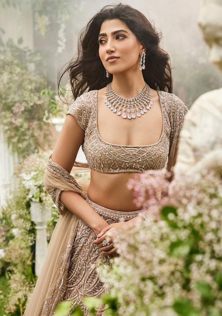 Multi Color Embroidered Silk Lehenga Set With Dupatta - Indya