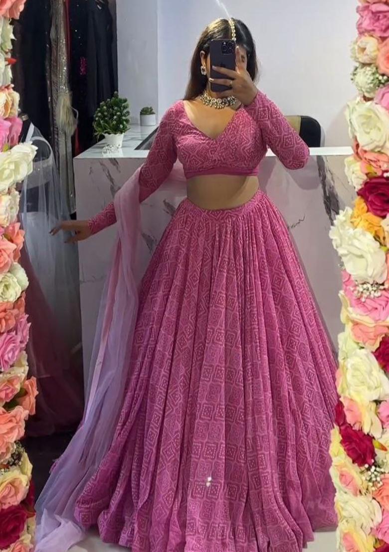 Multi Color Printed Georgette Lehenga Set With Dupatta