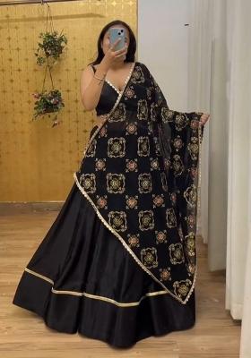 Multi Color Embroidered Silk Lehenga Set With Dupatta