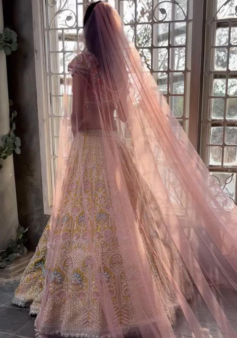 Multi Color Sequence Embroidery Silk Lehenga Set With Dupatta - Indya