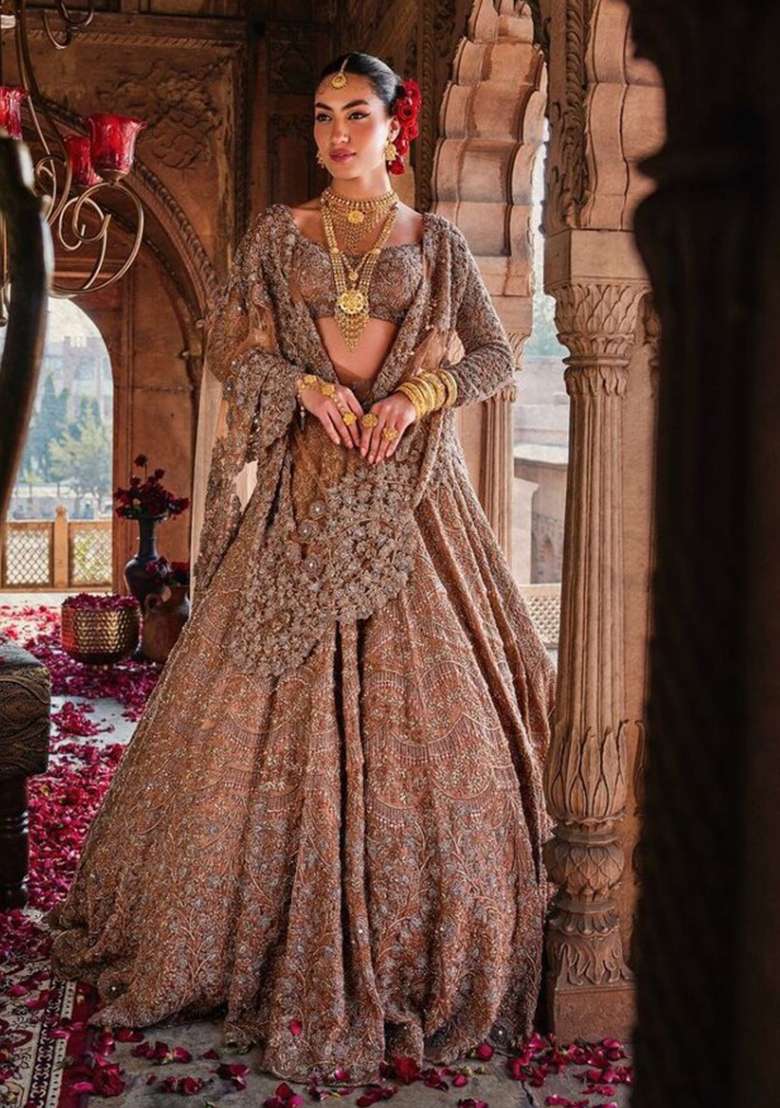 Multi Color Sequence Embroidery Georgette Lehenga Set With Dupatta - Indya