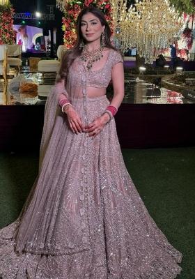 Multi Color Embroidered Silk Lehenga Set With Dupatta