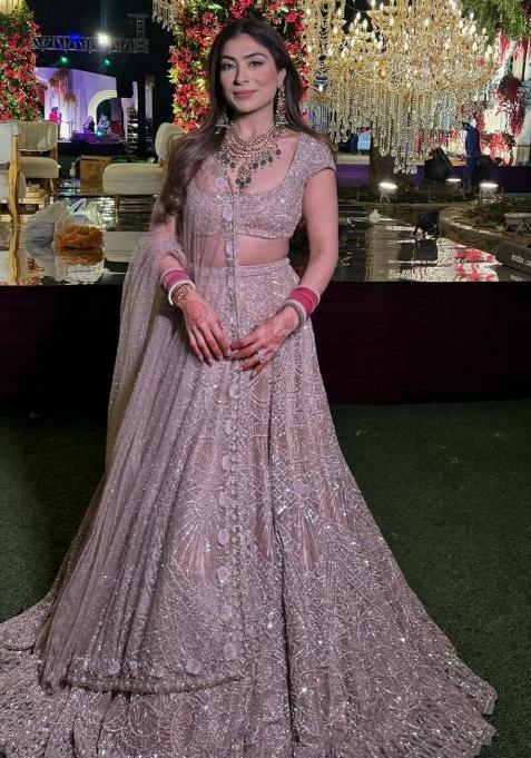 Multi Color Embroidered Silk Lehenga Set With Dupatta