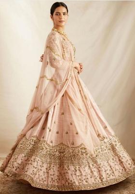 Multi Color Sequence Embroidery Georgette Lehenga Set With Dupatta