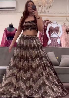 Multi Color Embroidered Silk Lehenga Set With Dupatta