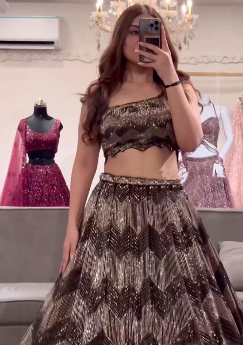 Multi Color Embroidered Silk Lehenga Set With Dupatta - Indya