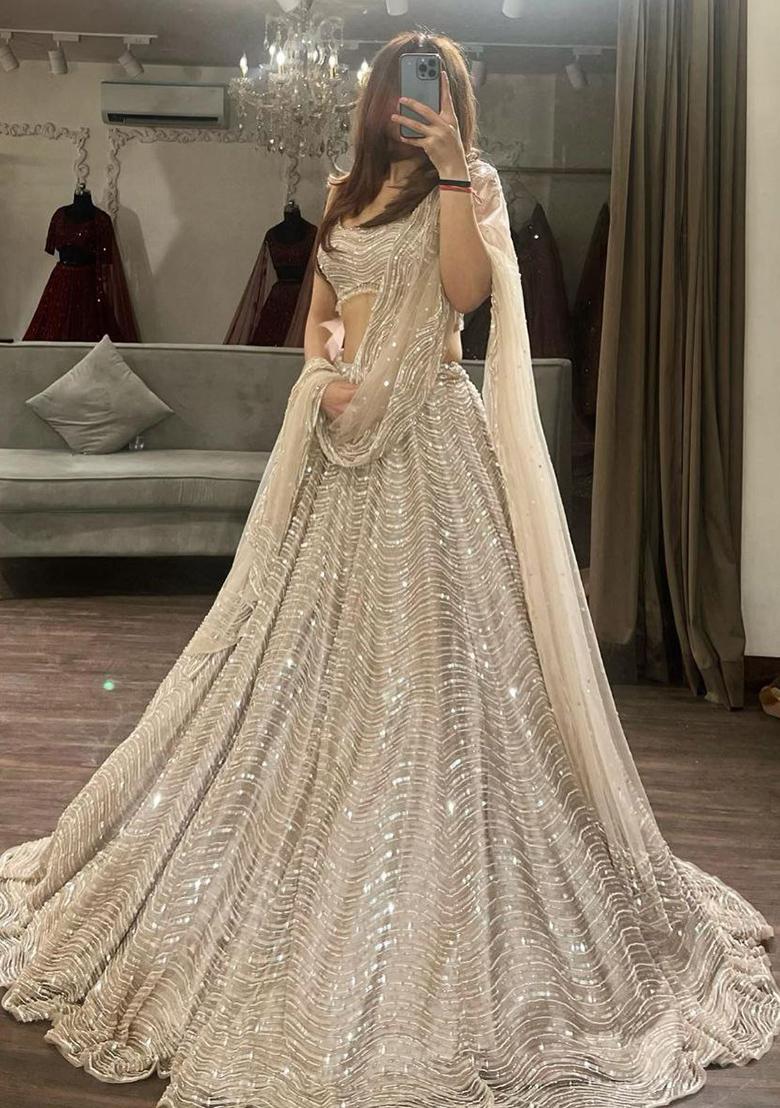 Multi Color Embroidered Silk Lehenga Set With Dupatta - Indya