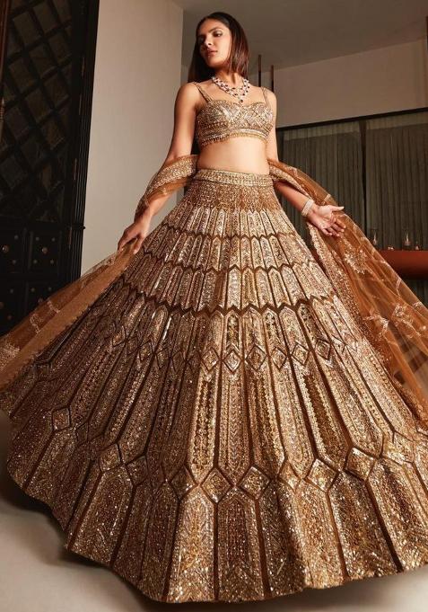 Multi Color Embroidered Silk Lehenga Set With Dupatta