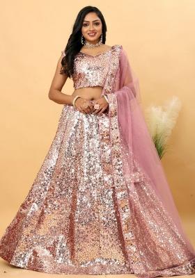 Multi Color Embroidered Silk Lehenga Set With Dupatta