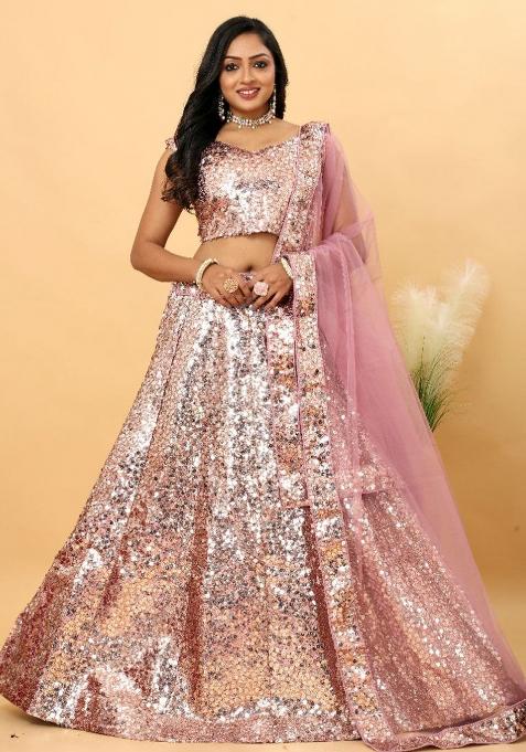 Multi Color Embroidered Silk Lehenga Set With Dupatta