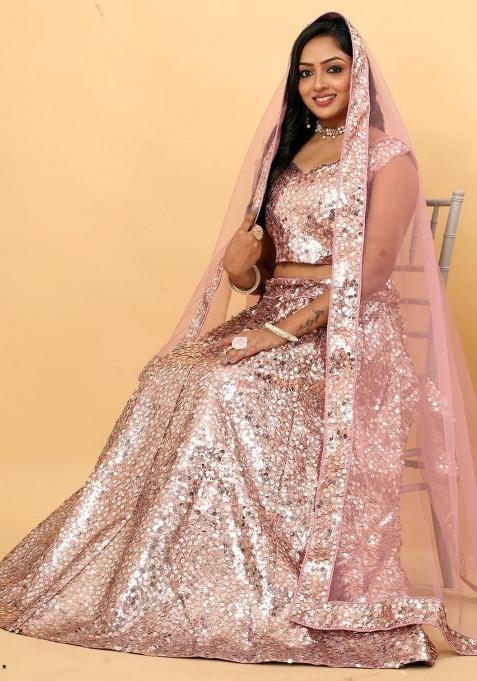 Multi Color Embroidered Silk Lehenga Set With Dupatta