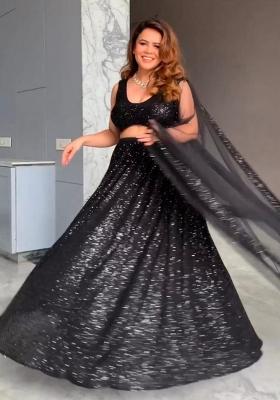 Multi Color Embroidered Georgette Lehenga Set With Dupatta