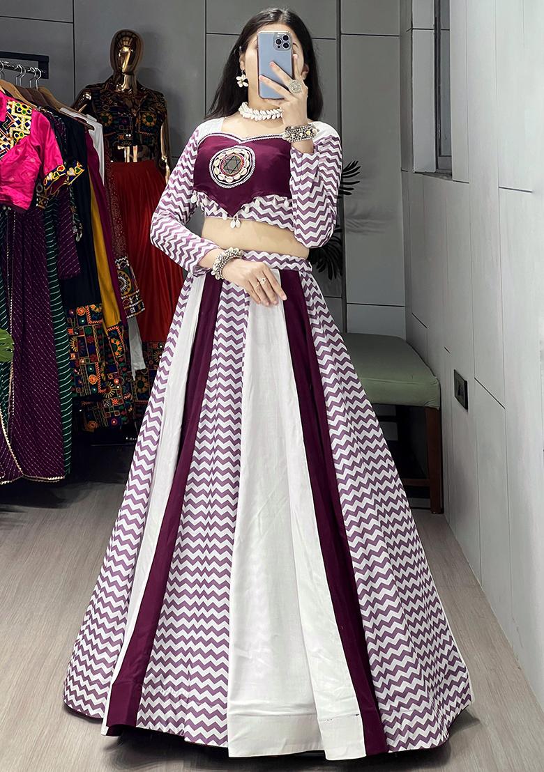 White Embroidered Rayon Lehenga Set With Dupatta - Indya