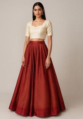 Multi Color Embroidered Georgette Lehenga Set With Dupatta