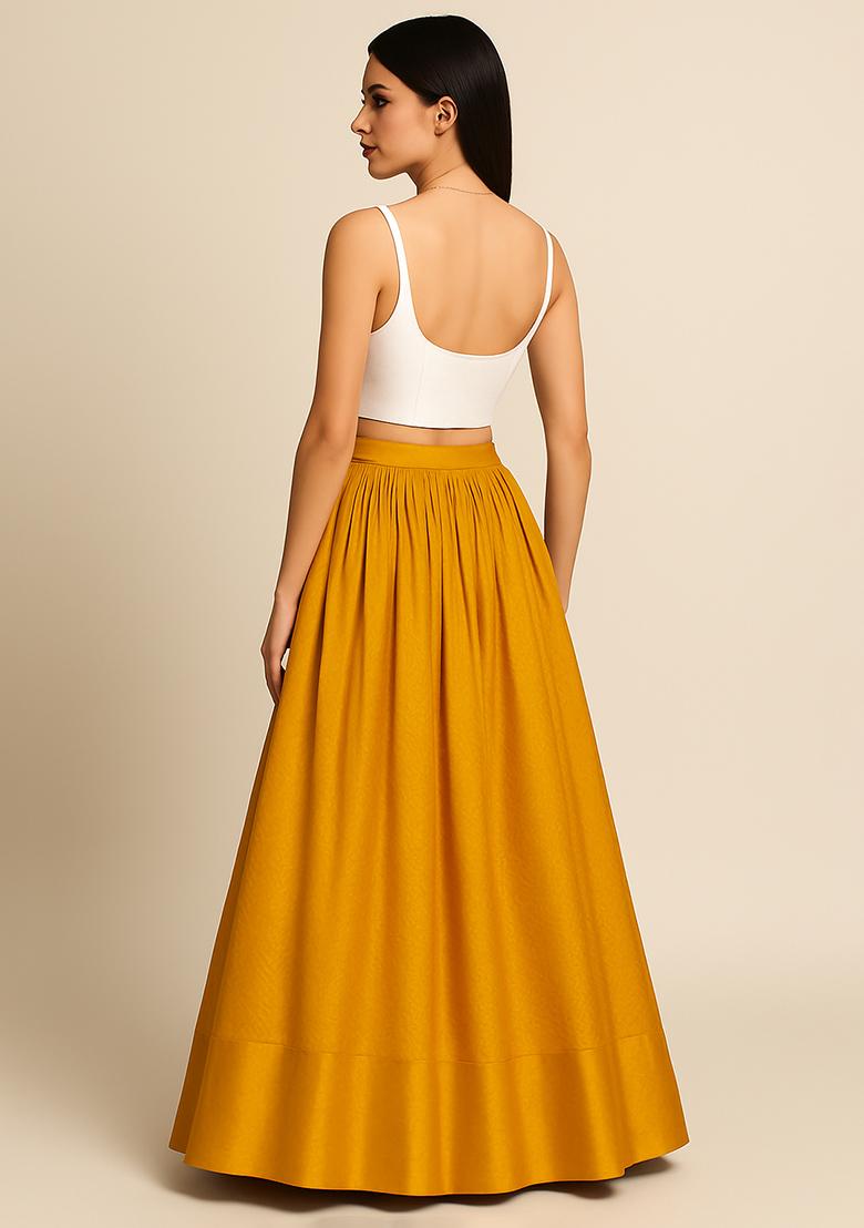 Multi Color Embroidered Georgette Lehenga Set With Dupatta - Indya