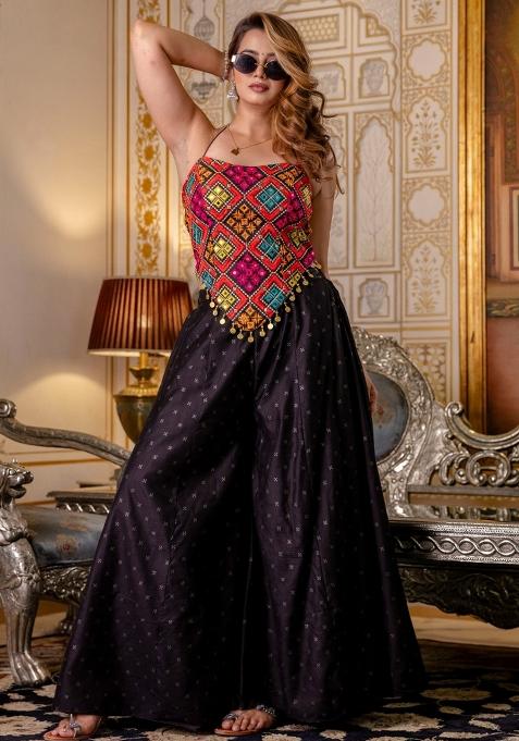 Black Embroiderd Silk Lehenga Set