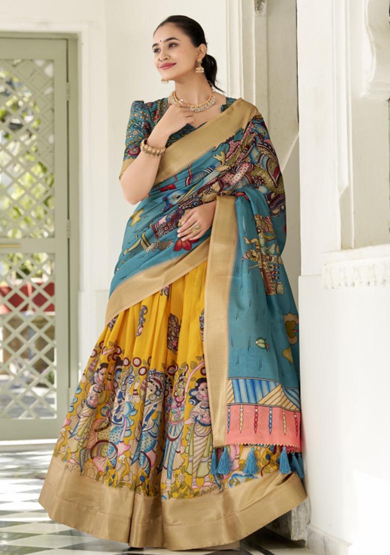 Yellow Embroiderd Silk Lehenga Set