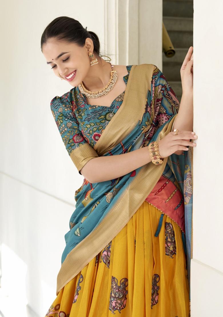 Yellow Embroiderd Silk Lehenga Set