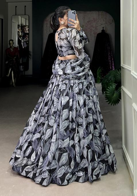 Black Embroiderd Silk Lehenga Set