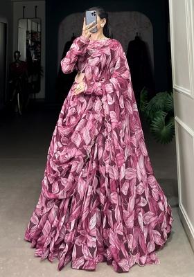 Maroon Embroiderd Silk Lehenga Set