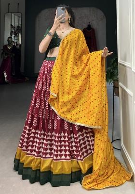 Maroon Embroiderd Silk Lehenga Set