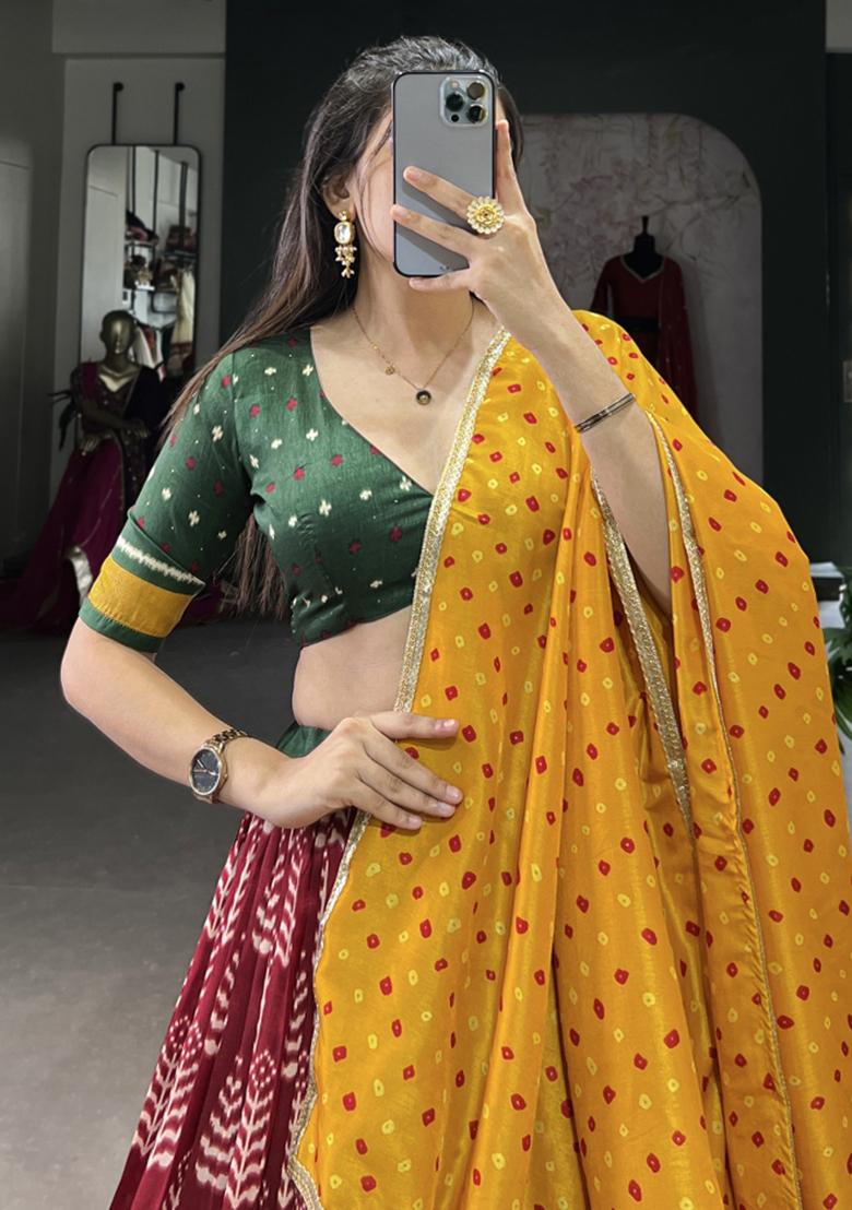 Maroon Embroiderd Silk Lehenga Set