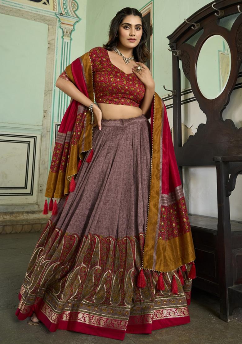 Red Embroiderd Silk Lehenga Set
